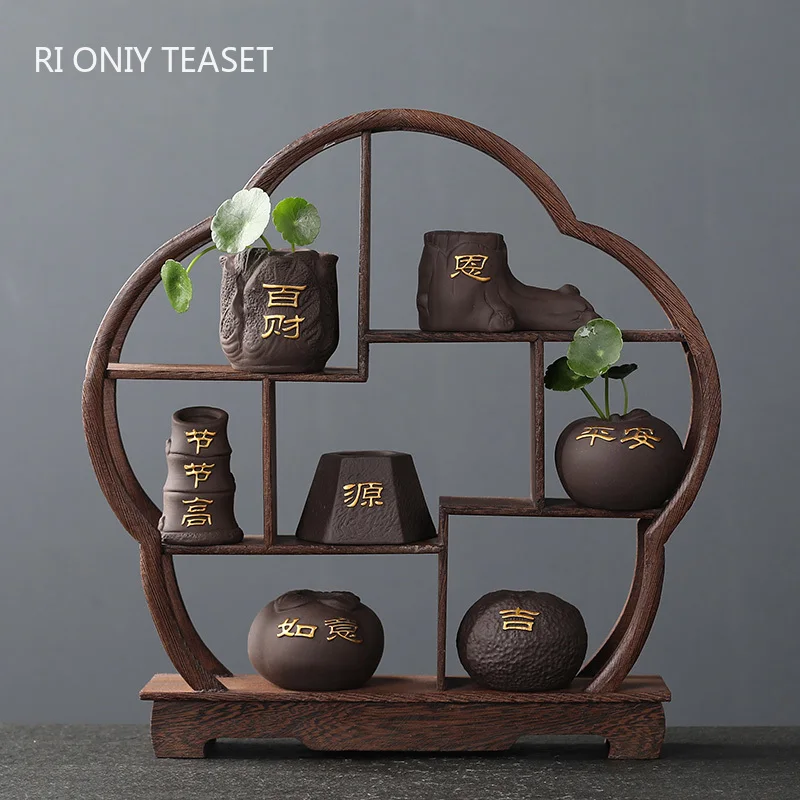 Bonsai Garden Ornaments - クリエイティブな紫色の粘土のお茶のペット,指紋のミニポット,水耕栽培の植物,盆栽の装飾品,ブティック