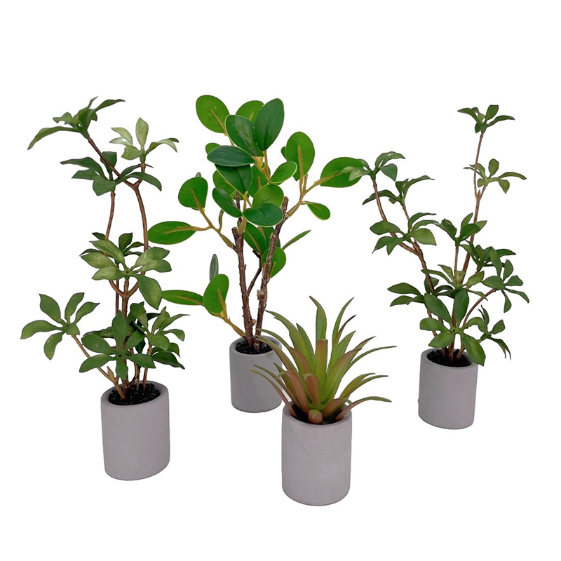 Bonsai Garden Ornaments - ドールハウスミニチュア鉢植え、緑の葉のポット、盆栽、家の庭の装飾、おもちゃの人形、家の付属品、1:6