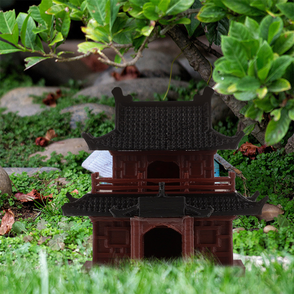 Bonsai Garden Display - ミニチュア塔像手作り中国風パビリオン装飾品、妖精の庭、盆栽ディスプレイ、禅マイクロ風景、水槽用