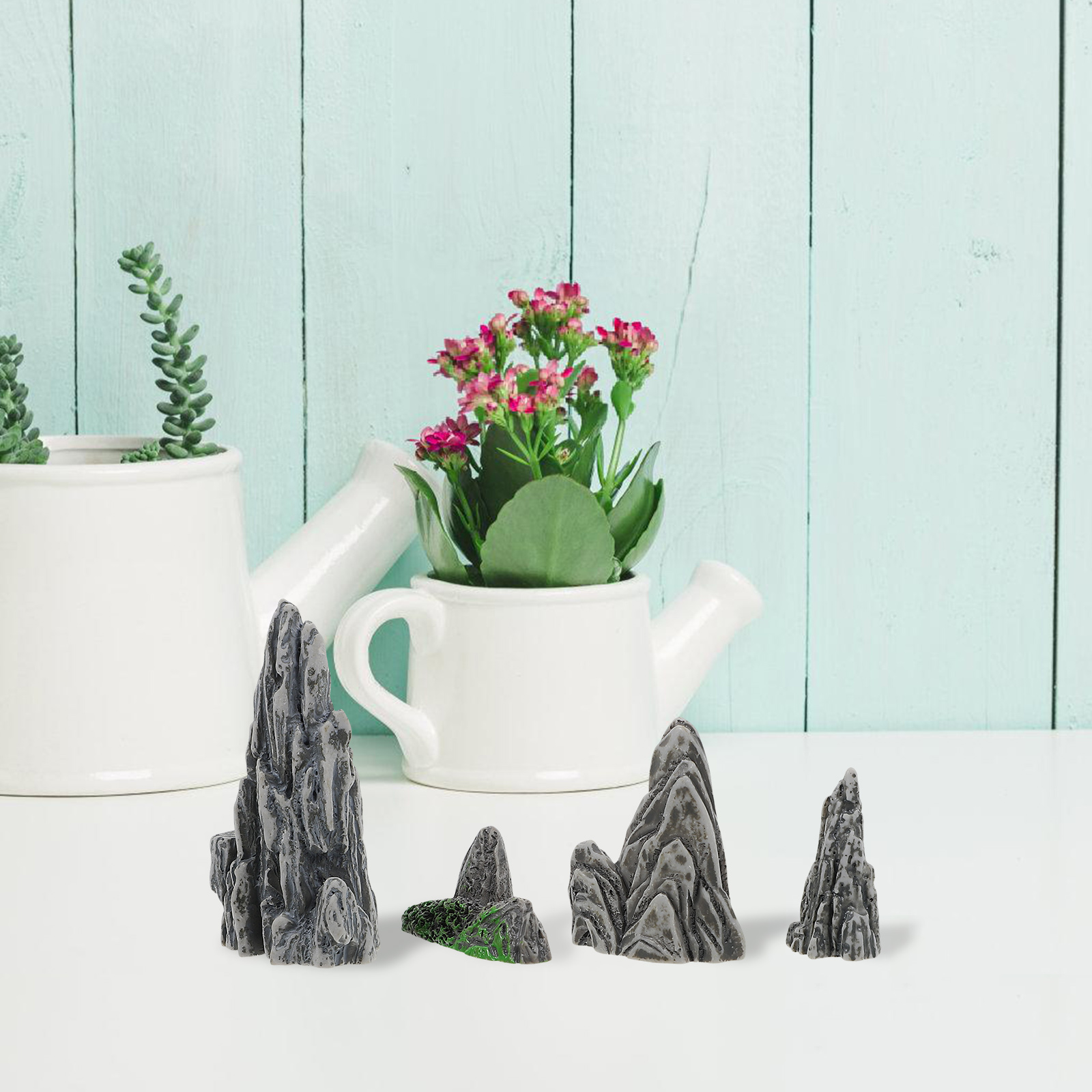 Bonsai Garden With Sand - ミニチュアロックリーベンツー盆栽装飾 4 個リアルな偽岩モデル風景砂テーブル庭の装飾品 DIY クラフト