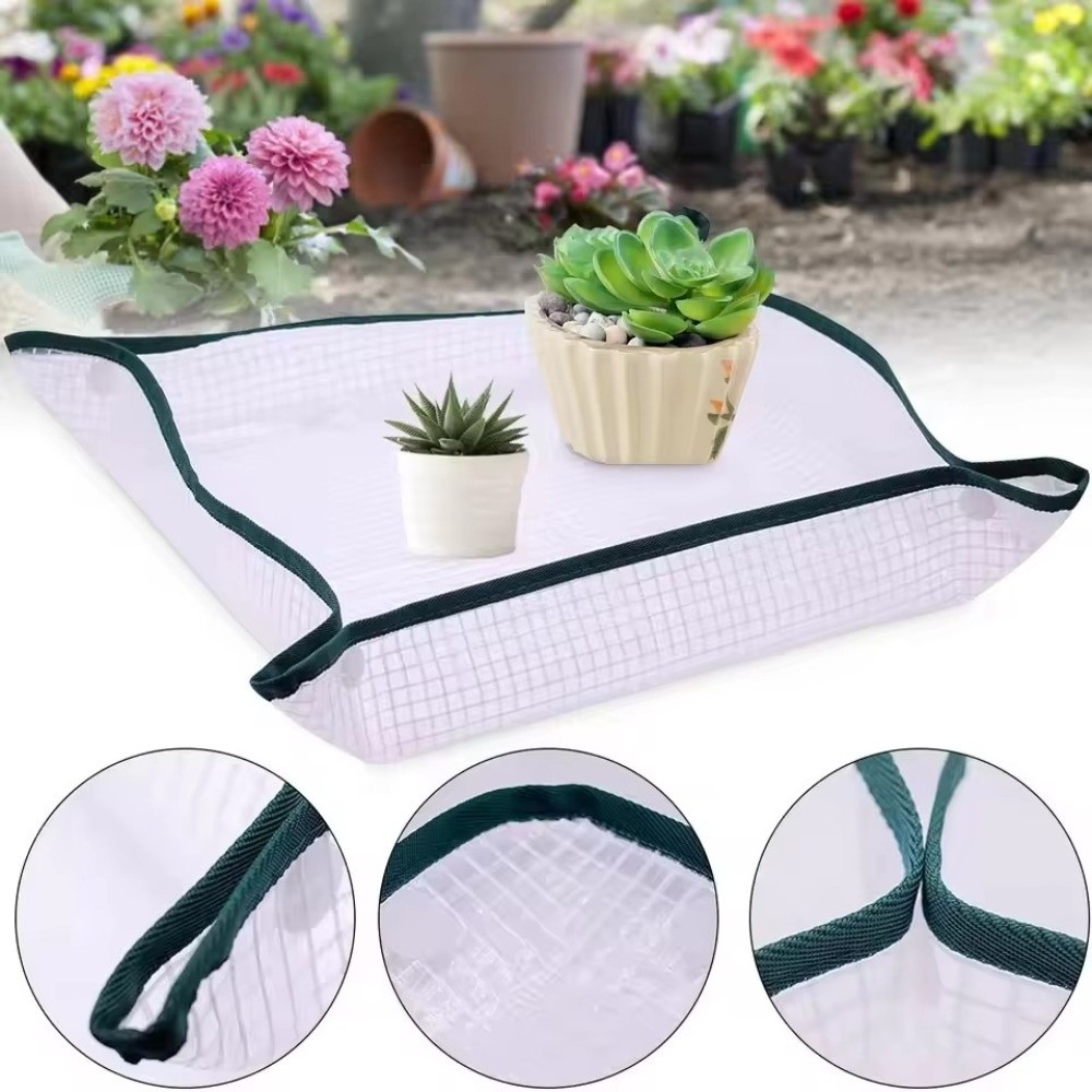 Bonsai Repotting Mat - 19.68/39.37インチ植物植え替え用正方形マット防水移植用ガーデンフラワーマット盆栽泥透明ミニグリッドクロス