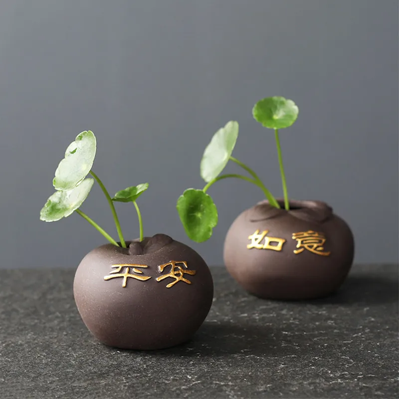 クリエイティブな紫色の粘土のお茶のペット,指紋のミニポット, - Bonsai Garden Ornaments のレビューと価格