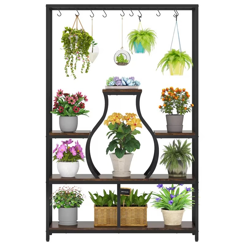家庭菜園盆栽ディスプレイ装飾壁掛けフラワーポットラック（プラ - Bonsai Garden Display のレビューと価格