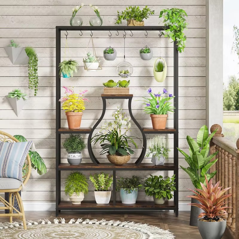 家庭菜園盆栽ディスプレイ装飾壁掛けフラワーポットラック（プラ - Bonsai Garden Display のレビューと価格