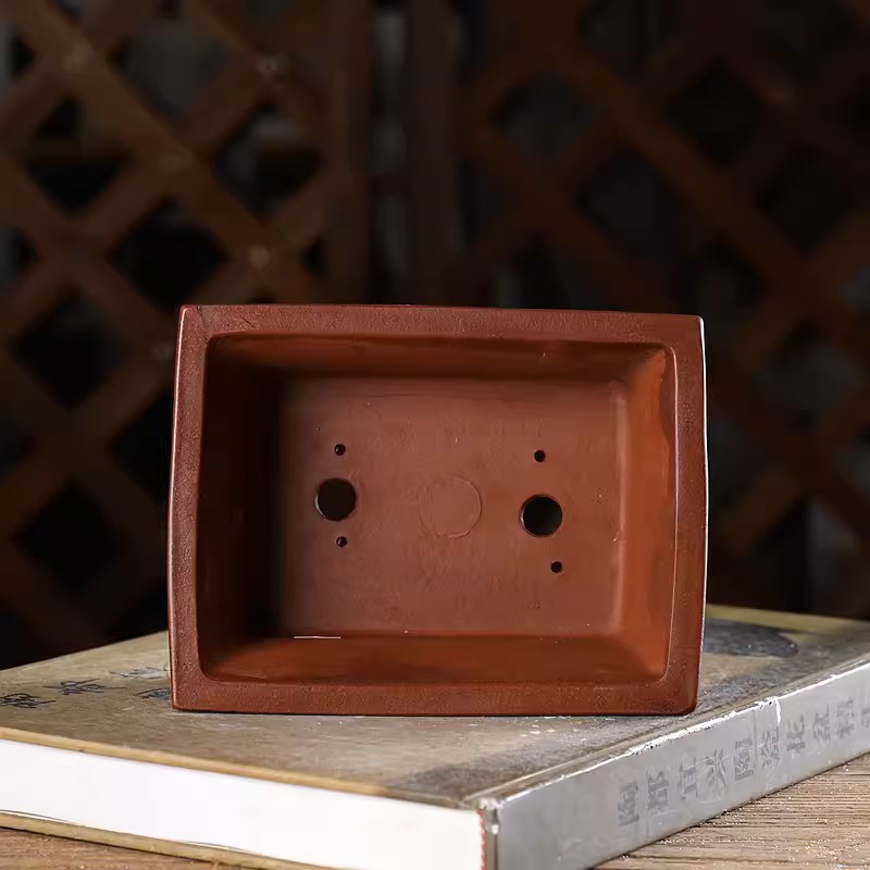 紫の砂が刻まれた長方形の盆栽ポット、中国のパターン、庭の装飾 - Bonsai Garden With Sand のレビューと価格