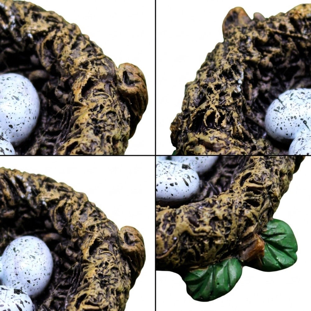 1pc 樹脂鳥の巣用卵付きミニチュア風景飾りリアルな置物盆栽 - Bonsai Garden Ornaments のレビューと価格
