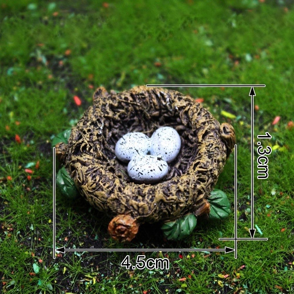 1pc 樹脂鳥の巣用卵付きミニチュア風景飾りリアルな置物盆栽 - Bonsai Garden Ornaments のレビューと価格