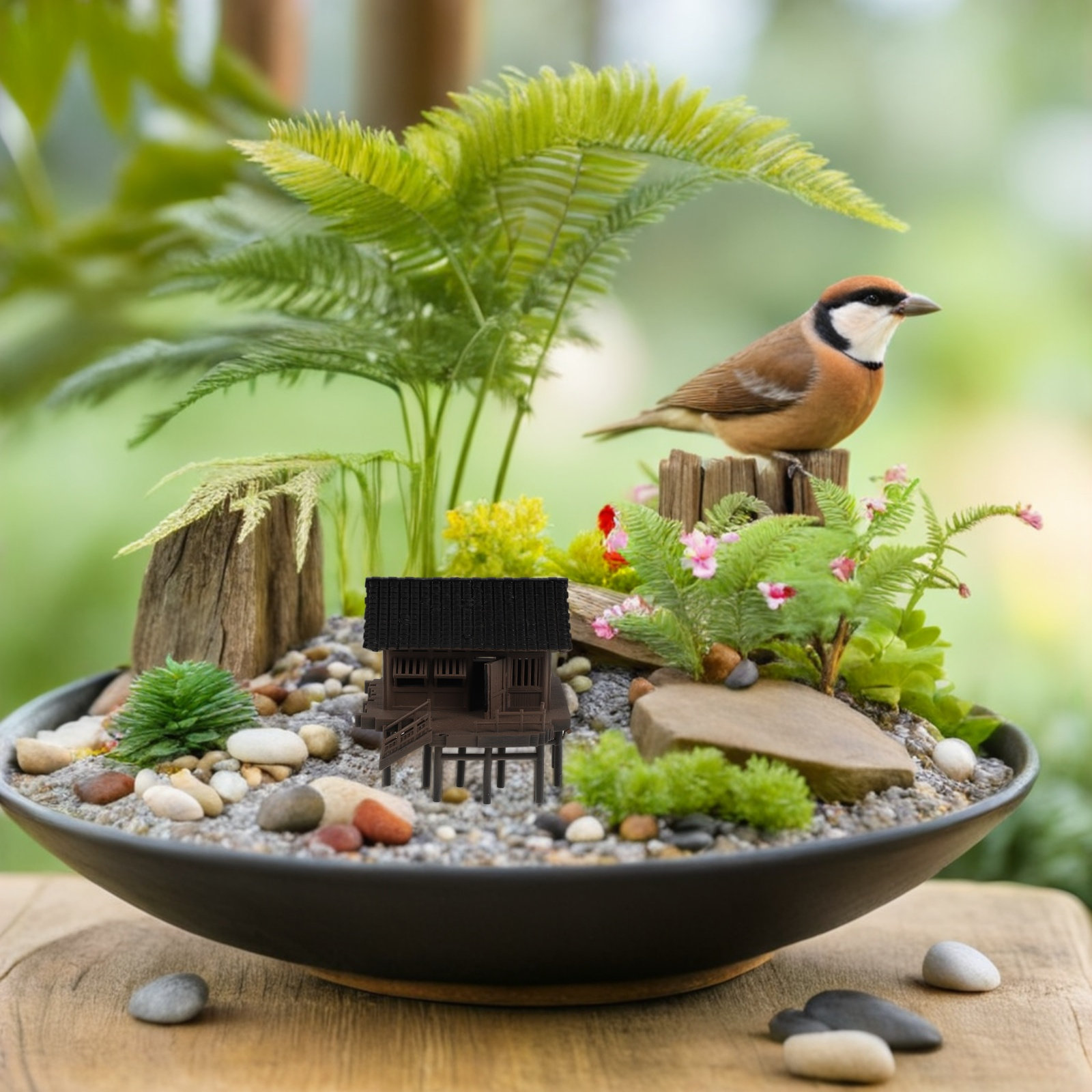 ミニチュア中国風パビリオン像樹脂製パビリオン風景飾り、水槽、 - Bonsai Garden Display のレビューと価格