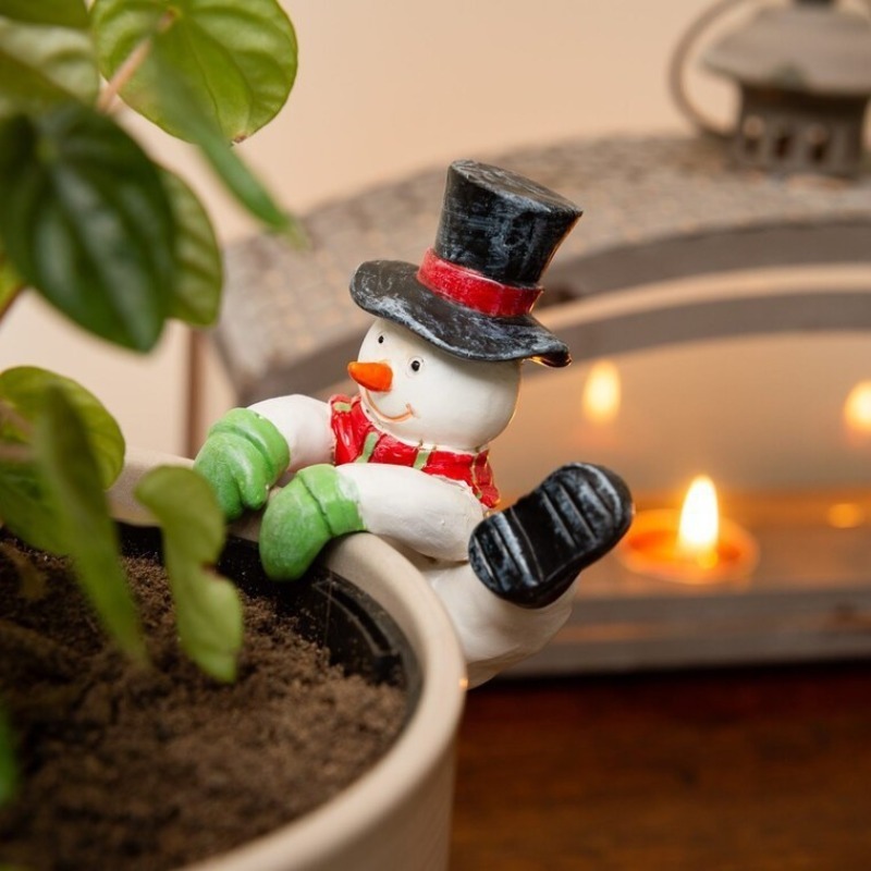 クリスマスサンタ雪だるま像フラワーポット花瓶壁掛け装飾樹脂工 - Bonsai Garden Wall のレビューと価格
