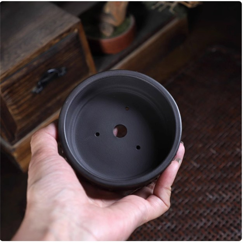 セラミックラウンド盆栽ポット、ドラムネイルネイチャー、パープ - Bonsai Garden With Sand のレビューと価格