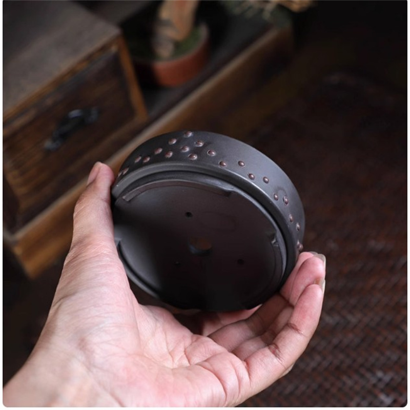 セラミックラウンド盆栽ポット、ドラムネイルネイチャー、パープ - Bonsai Garden With Sand のレビューと価格