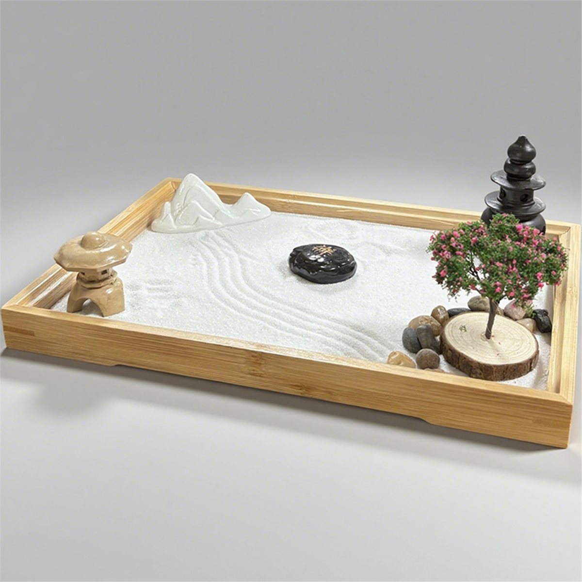 618メガセール 日本庭園風デスク用白砂、人工盆栽、石、熊手 - Bonsai Garden With Sand のレビューと価格