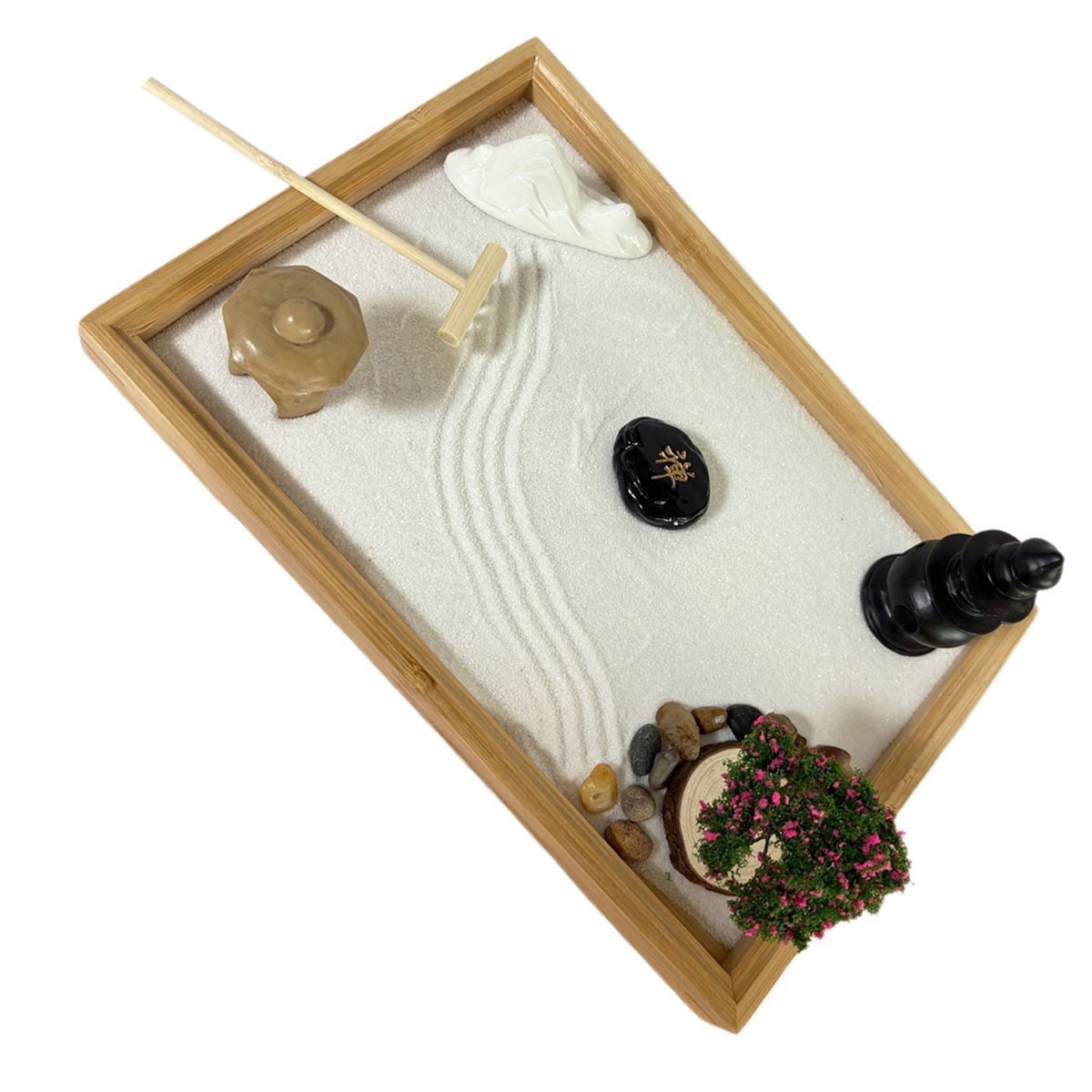 618メガセール 日本庭園風デスク用白砂、人工盆栽、石、熊手 - Bonsai Garden With Sand のレビューと価格