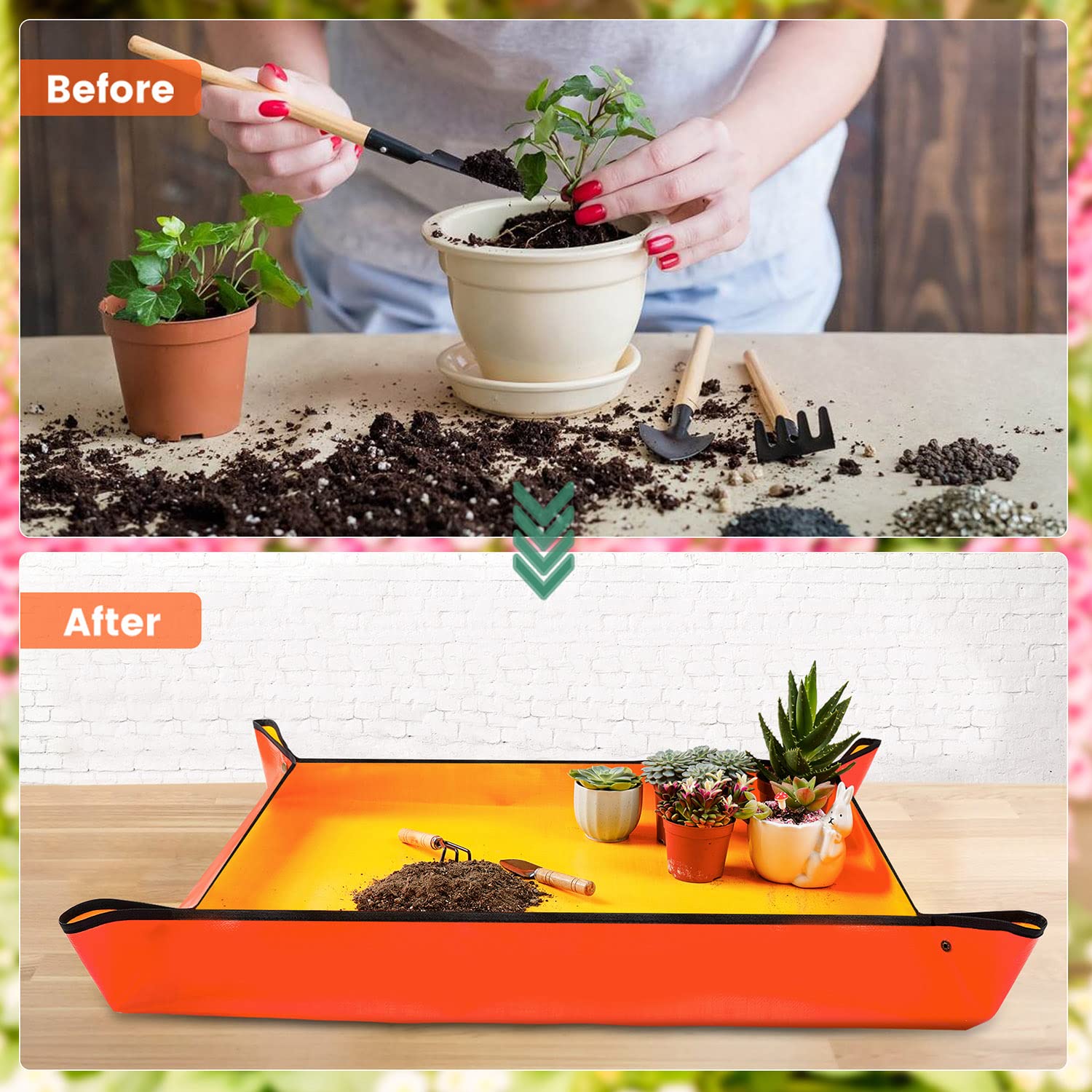 防水植栽マット PE 植物植え替えマット 植物移植用折りたた - Bonsai Repotting Mat のレビューと価格