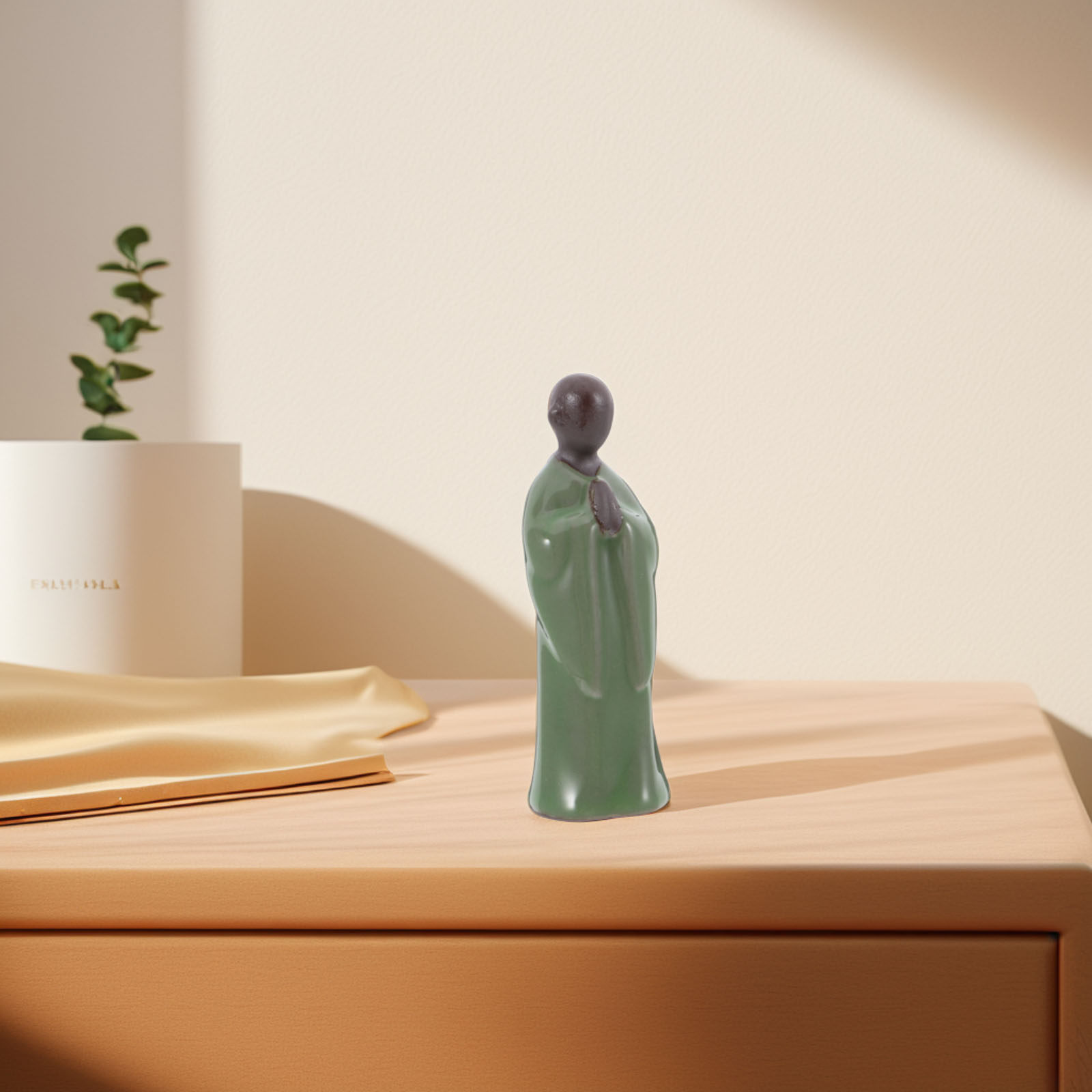 ミニチュア禅僧侶の陶器製像、リアルな緑の盆栽の装飾、家の庭、 - Bonsai Tree Miniature Zen Garden のレビューと価格
