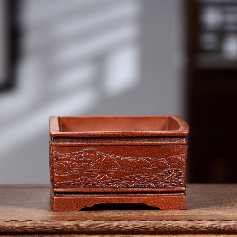 紫砂盆栽ポット、中国彫刻模様、庭の装飾 - Bonsai Garden With Sand のレビューと価格