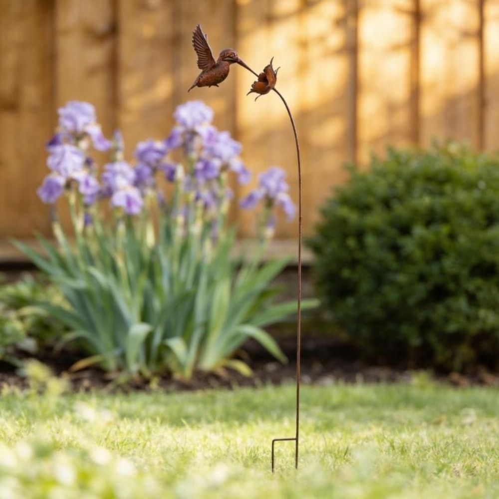 錆びた金属の質感を持つハチドリの庭飾り、耐候性のある鉄製で安 - Bonsai Garden Ornaments のレビューと価格