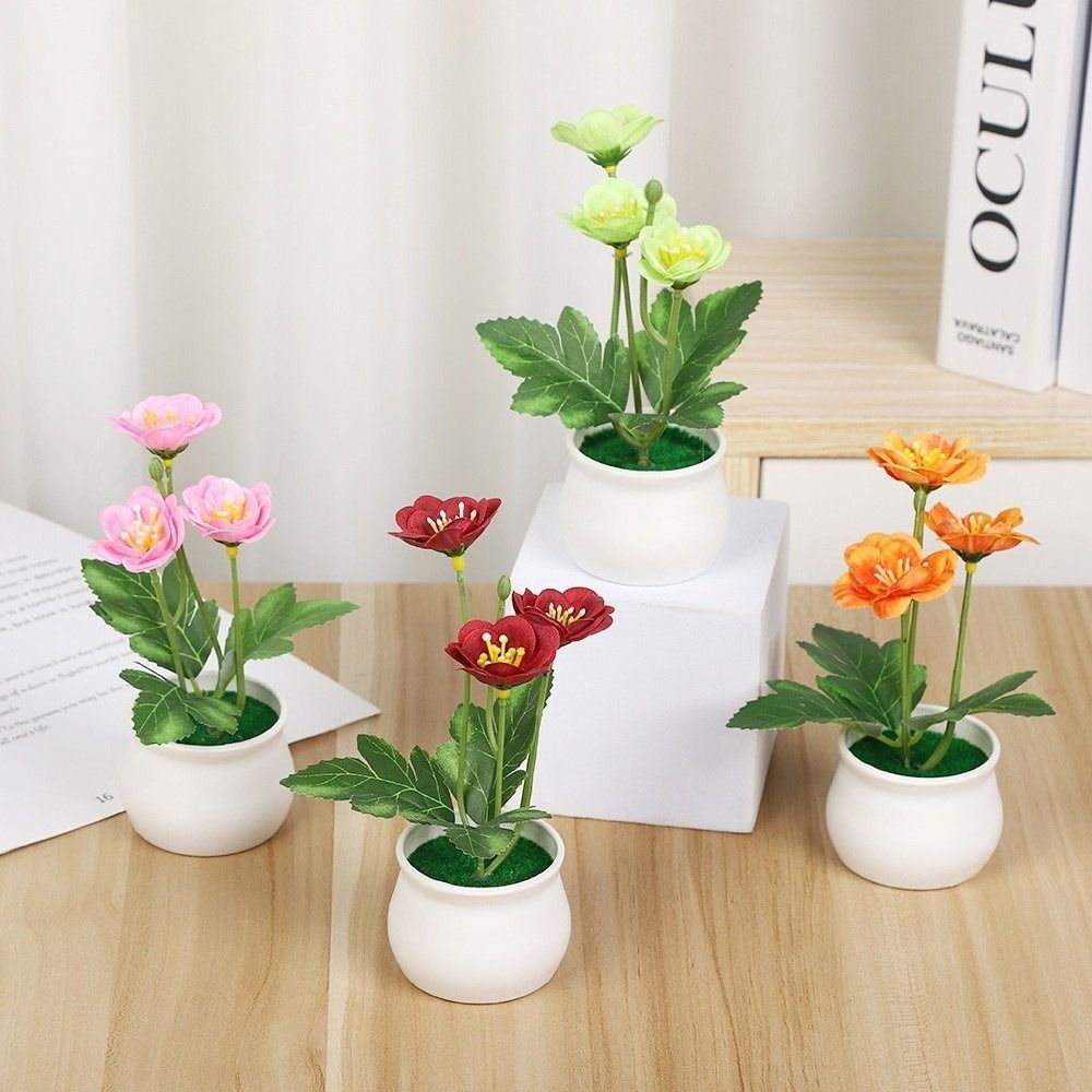 梅の花の造花カウンターディスプレイ用植木鉢入り植物、フラワー - Bonsai Garden Display のレビューと価格