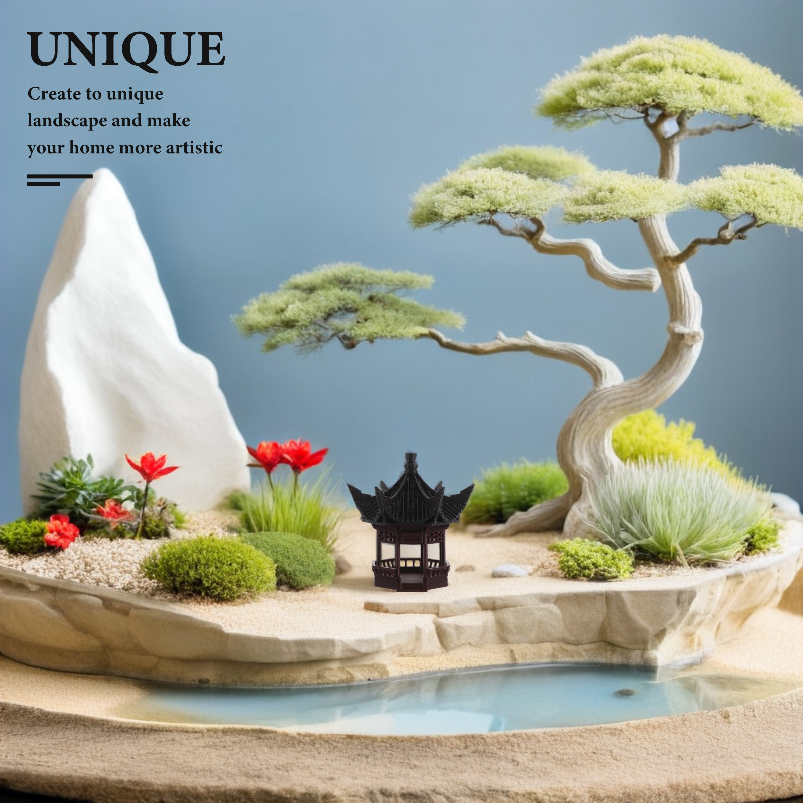 コンパクトなミニパゴダ装飾品、盆栽ディスプレイ、ドールハウス - Bonsai Garden Display のレビューと価格