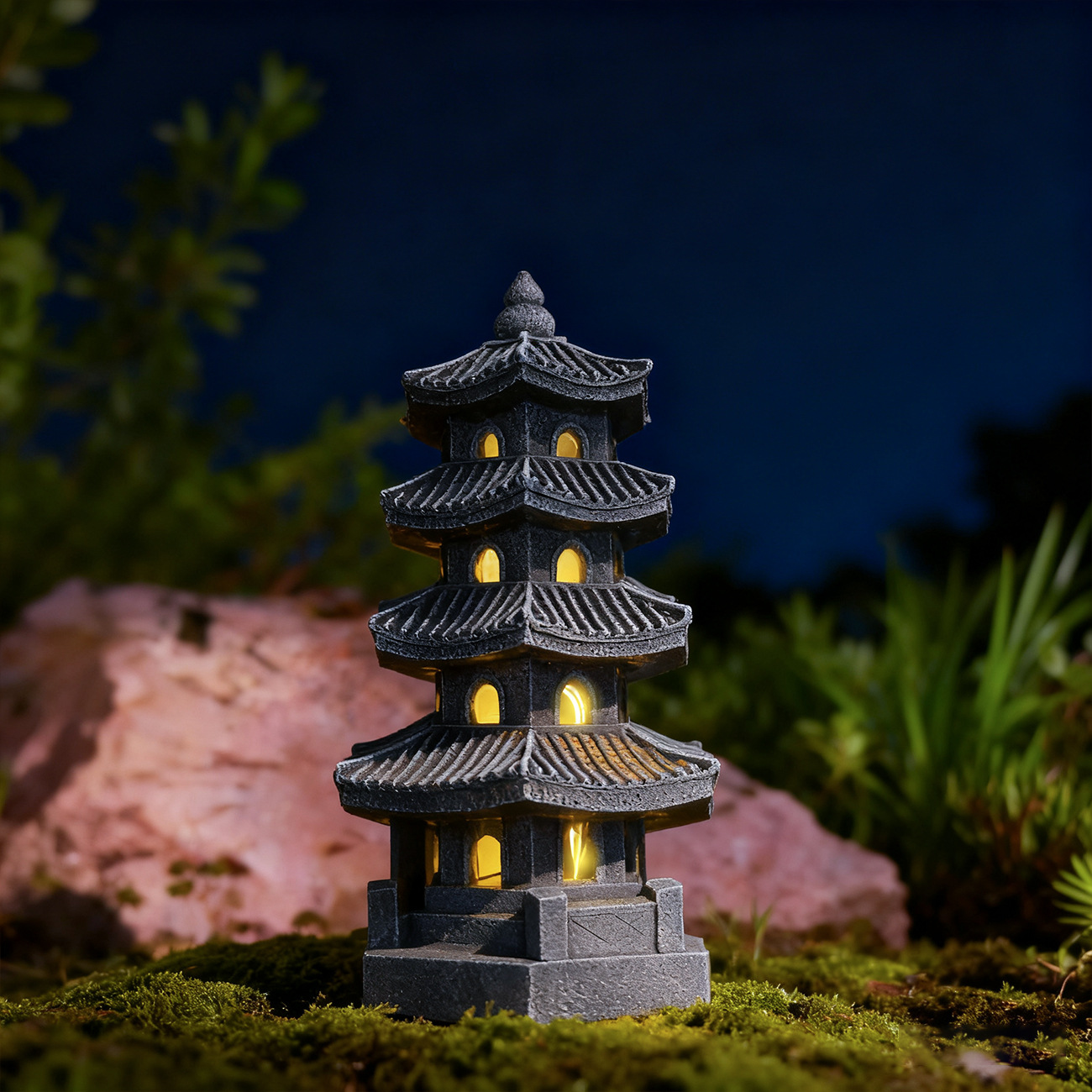 国境を越えた新しいソーラーストーンタワー宮殿ランタン中庭装飾 - Bonsai Garden Ornaments のレビューと価格