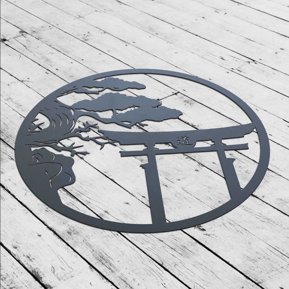 ブランド桜の木メタルウォールアート日本の盆栽鉄製吊り下げ装飾 - Bonsai Garden Wall のレビューと価格