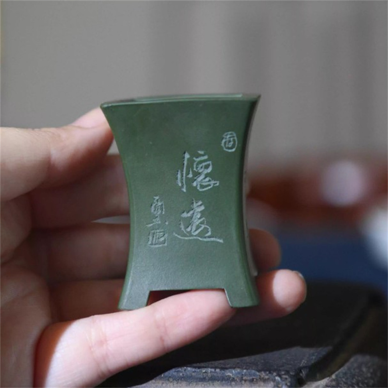 セラミック盆栽ポット、手作りの刻まれた花瓶、紫の砂、緑の粘土 - Bonsai Garden With Sand のレビューと価格