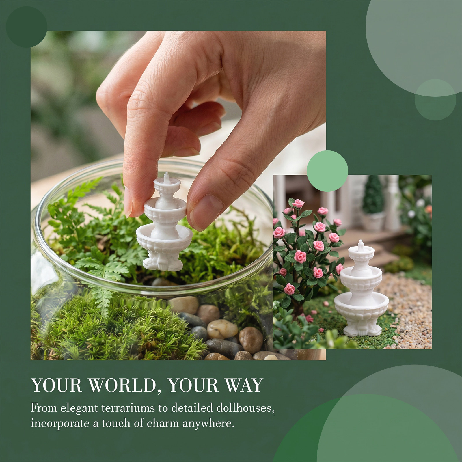 マイクロランドスケーププラスチック製噴水飾りミニチュア水景盆 - Bonsai Garden With Sand のレビューと価格